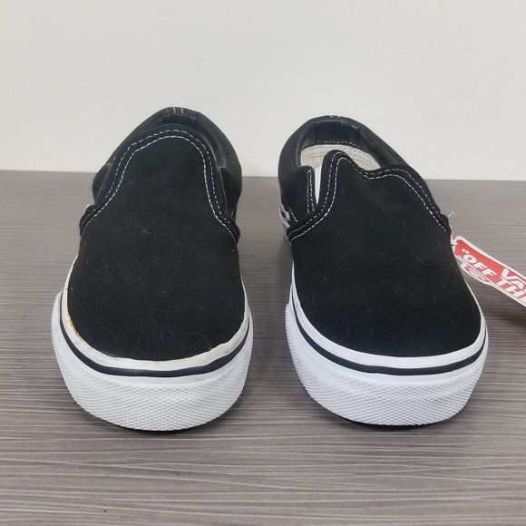 Vans Kids Slip-On Sneaker, Black & White Fabric, Childrens Size 1.5 - Picture 2 of 13